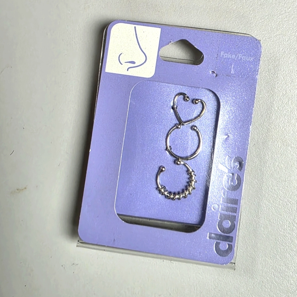 Claire's Silver Nose Ring Set